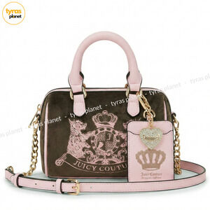 Juicy Couture Mini Bag SCOTTIE Dogs Mino Satchel Crossbody Strap Brown & Pink